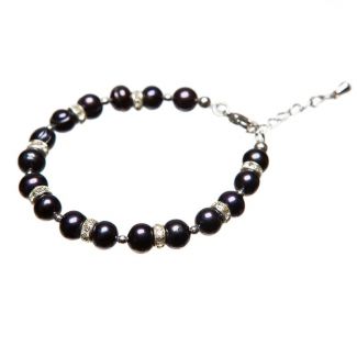 Black and white pearl bracelet rhinestone