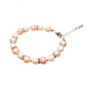 White and peach pearl bracelet