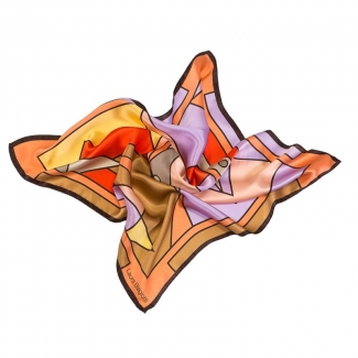 Silk Scarf Laura Biagiotti abstract fishes beige and coral