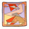 Silk Scarf Laura Biagiotti abstract fishes beige and coral