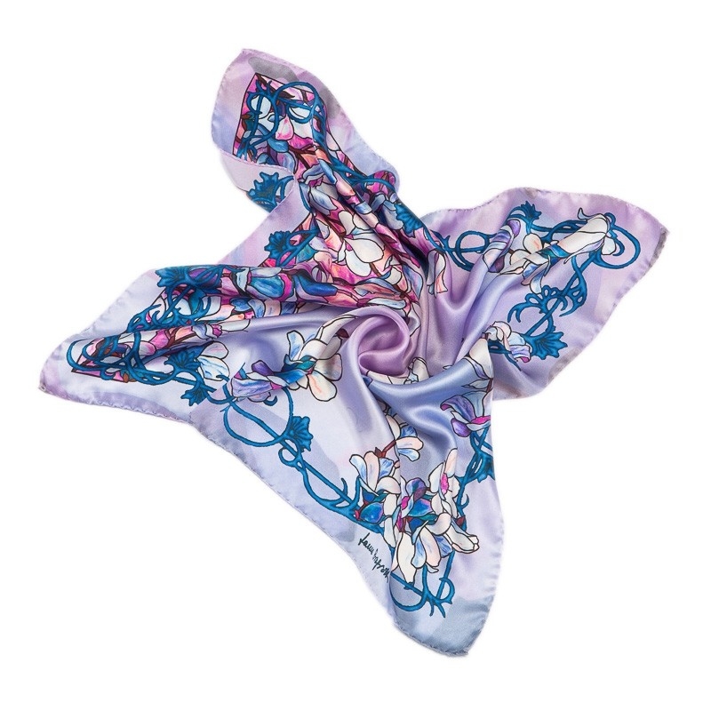 Silk Scarf Laura Biagiotti blue flowers