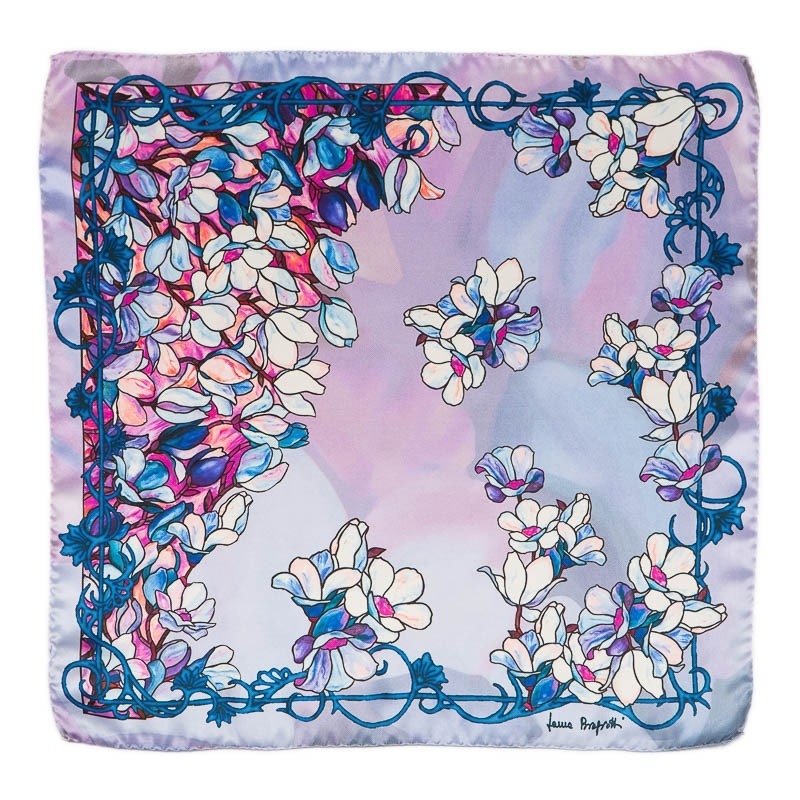 Esarfa matase naturala Laura Biagiotti blue flowers