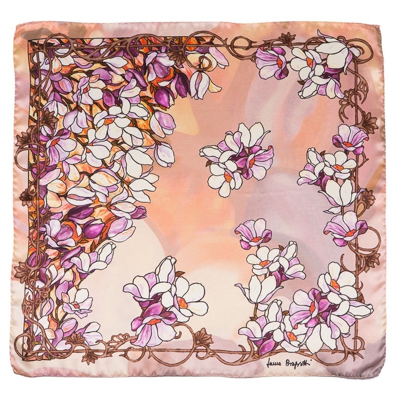 Silk Scarf Laura Biagiotti purple flowers