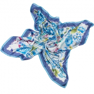Esarfa matase naturala Laura Biagiotti delicate flowers blu