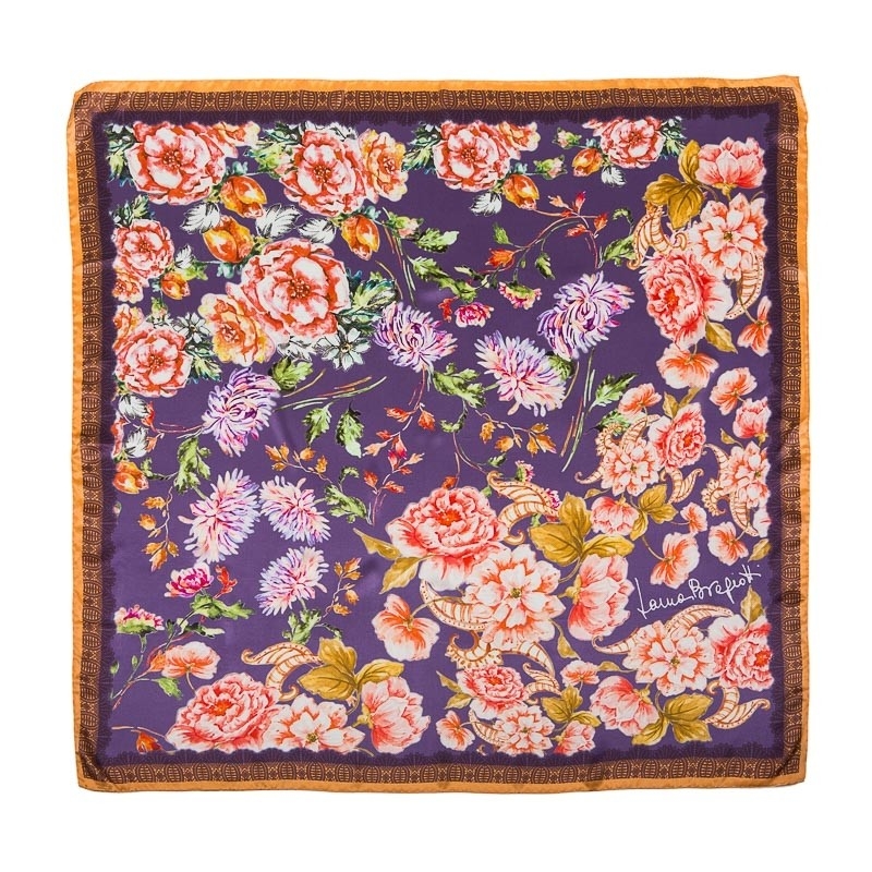 Silk Scarf Laura Biagiotti spring flowers liliac
