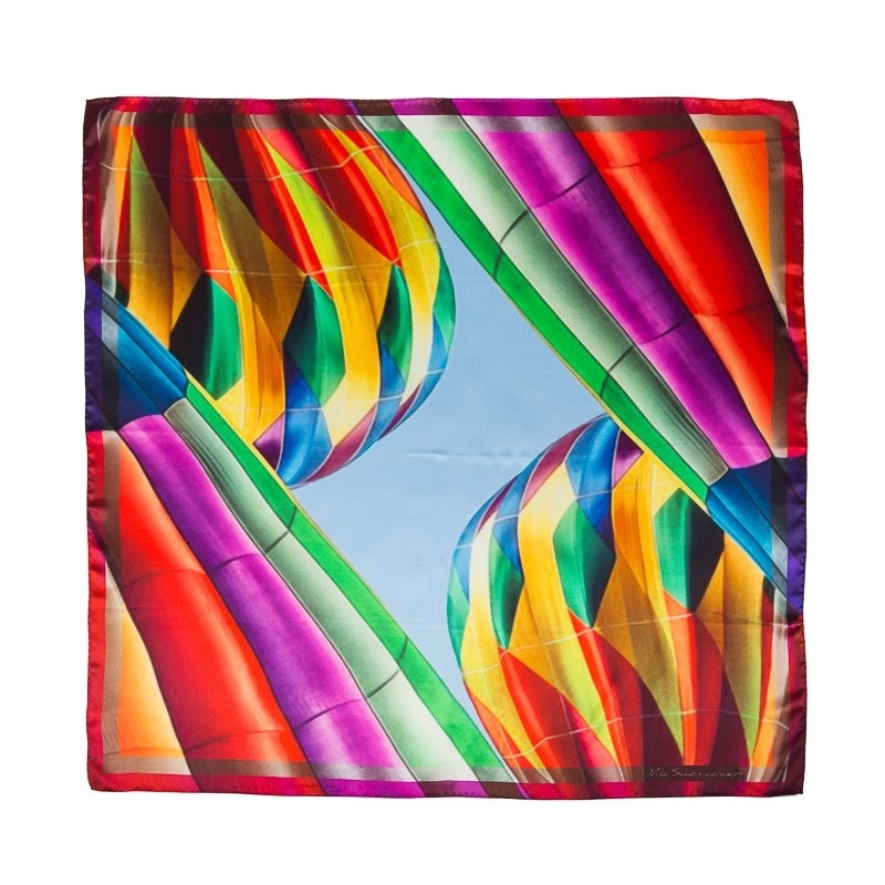 Esarfa matase naturala Mila Schon baloons rainbow