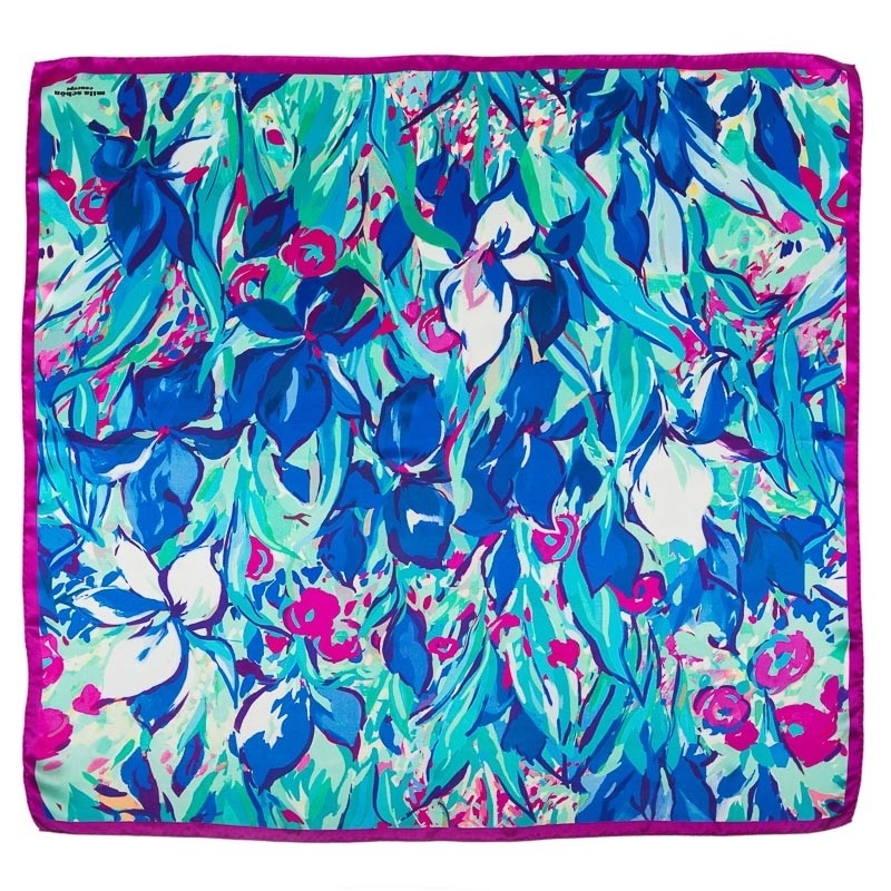 Silk Scarf  Mila Schon irises fucsia with blu
