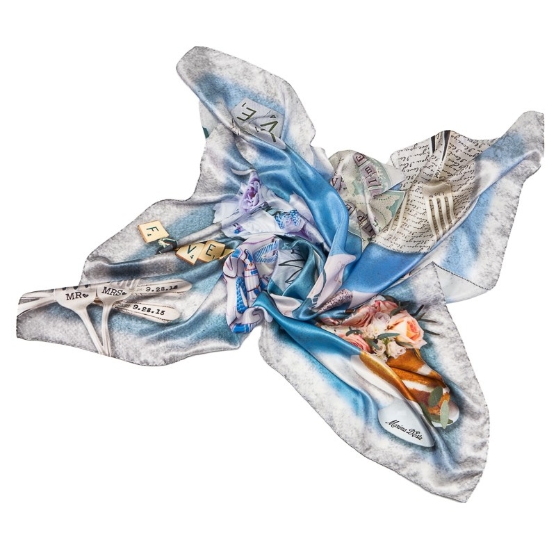 Silk Scarf  Marina D'Este wedding blu