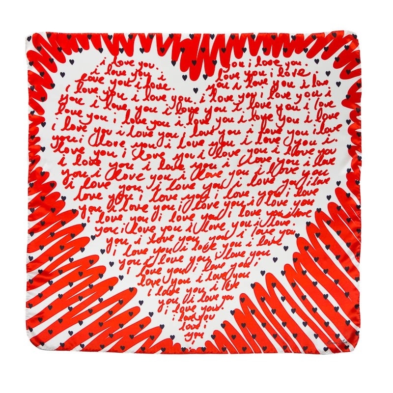 Esarfa matase naturala Marina D`Este I love you red