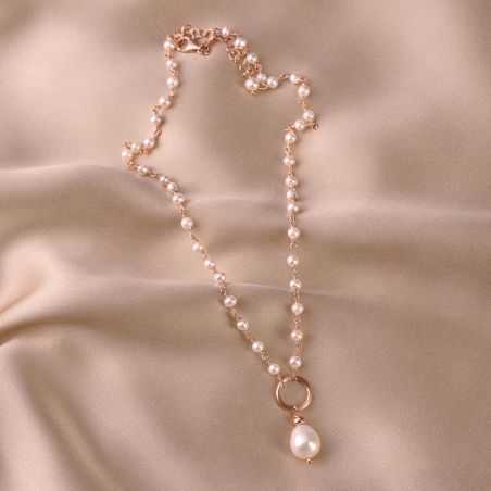 Sterling Pink Silver Necklace Pearls Essence