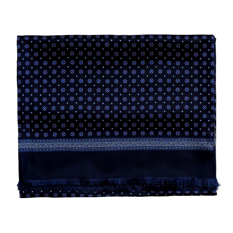 Men's silk and wool scarf Uomo Torino dark blue