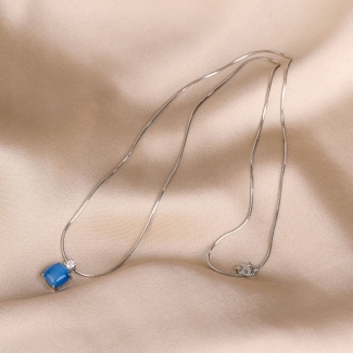 Colier argint Blue Tanzanite Cat Eye