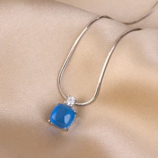 Colier argint Blue Tanzanite Cat Eye