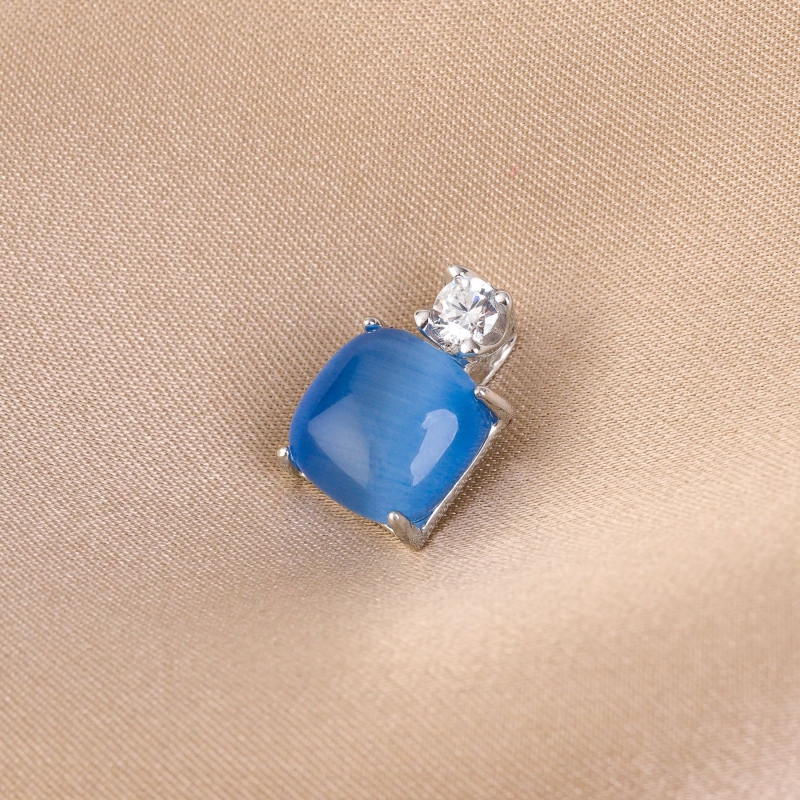 Colier argint Blue Tanzanite Cat Eye