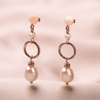 Sterling Silver pink Earrings Always, the Pearls