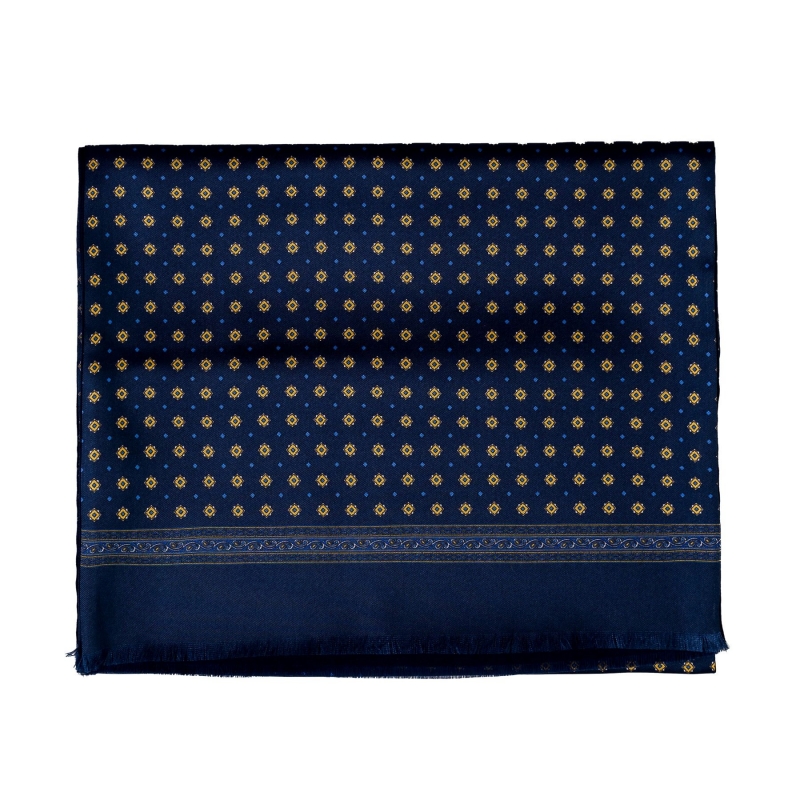 Set Esarfa matase si lana barbati Uomo Calabria 7 dark blue si Papion matase naturala navy