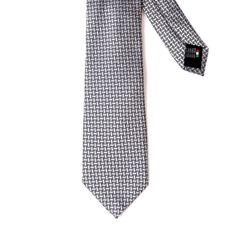 Silk tie Como Graphic White-Black