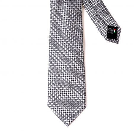Silk tie Como Graphic White-Black