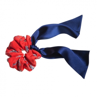 Hair twist Hot Red Jeans şi eşarfă navy blue