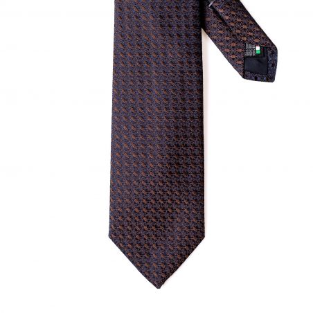 Silk tie brown Como Knitted like navy