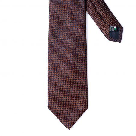Silk tie brown Como Knitted like navy -grey