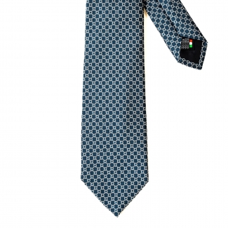 Silk tie petrol green Como White