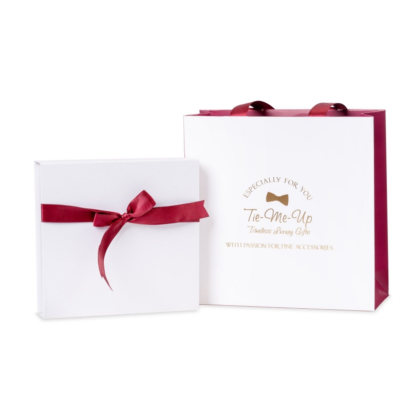 Cravata matase navy Como White Square