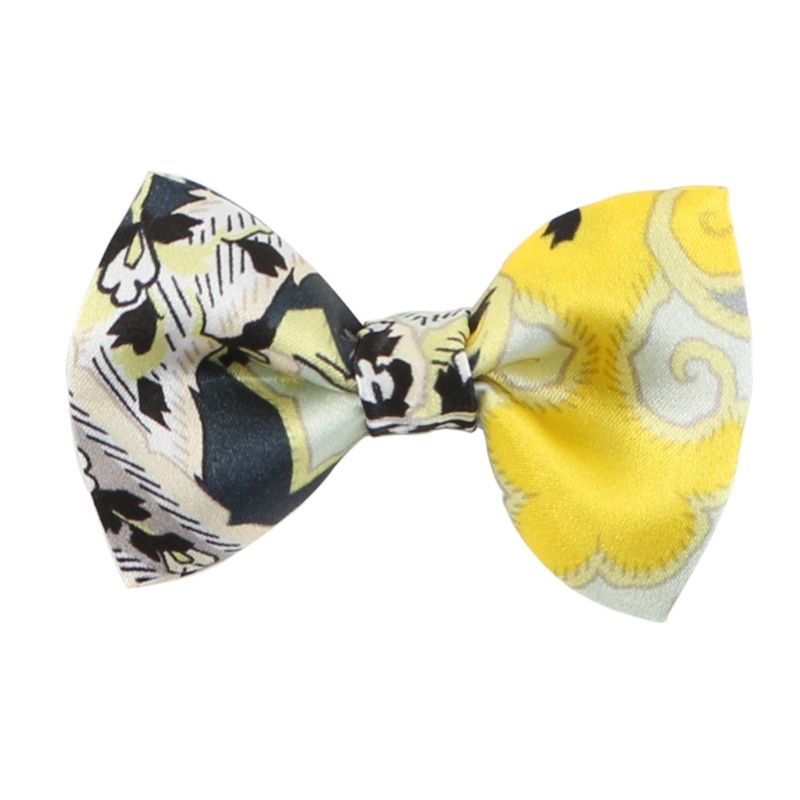 Gray-yellow paisley bow