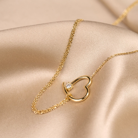 Sterling Gold Silver Necklace Heart in Love