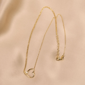 Sterling Gold Silver Necklace Heart in Love