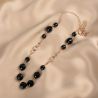 Sterling Pink Silver Necklace black agate, 48 cm
