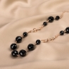 Sterling Pink Silver Necklace black agate, 48 cm