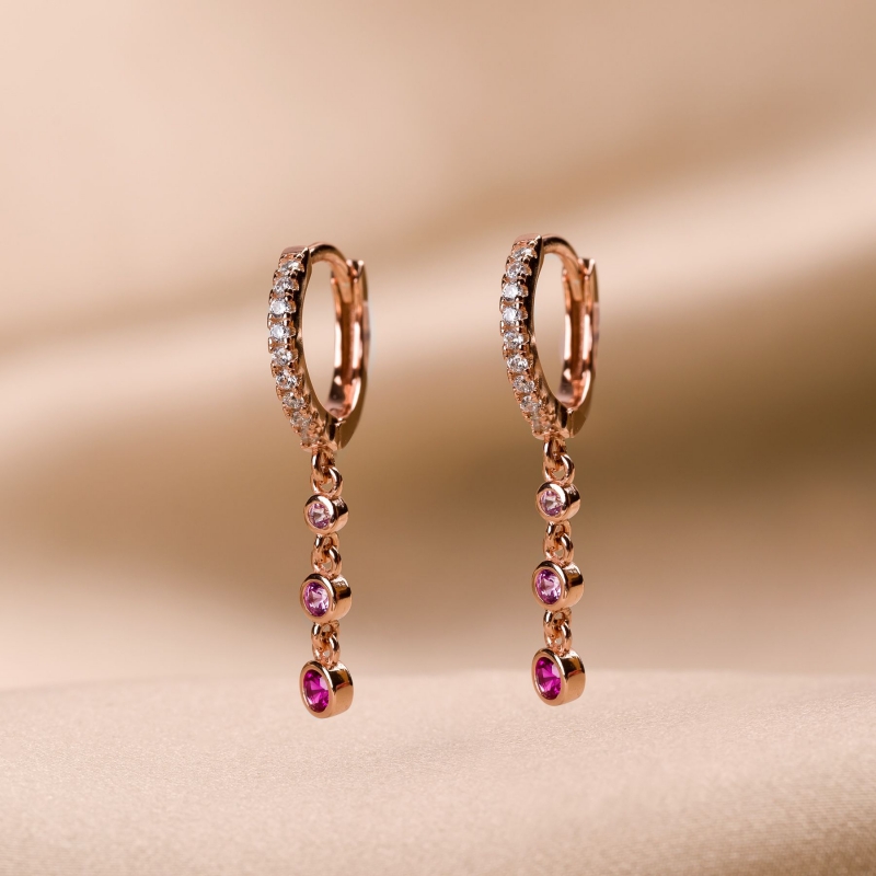Sterling Pink Silver Earings Cool Shade fucshia