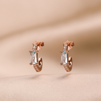 Cercei argint roz Cool Spring zirconia aqua