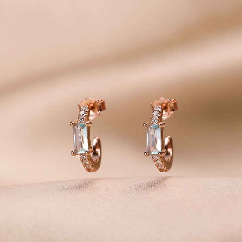 Cercei argint roz Cool Spring zirconia aqua