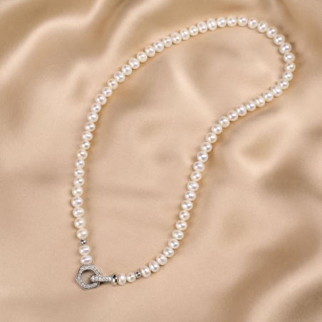 Sterling Silver Necklace Grace with cultured pearls