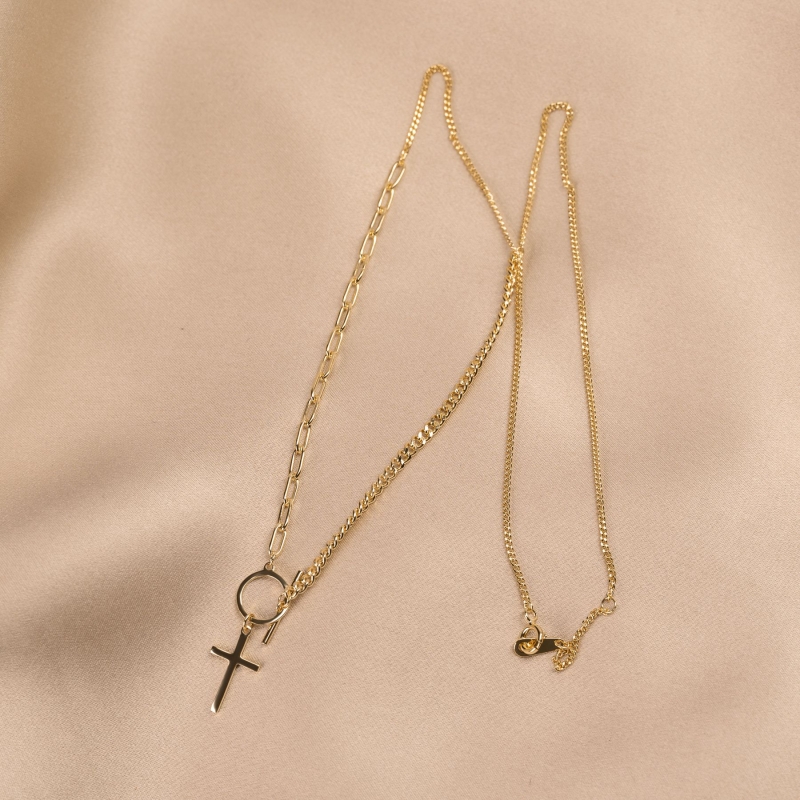 Sterling Silver Necklace Concept Jewelry Cross gold