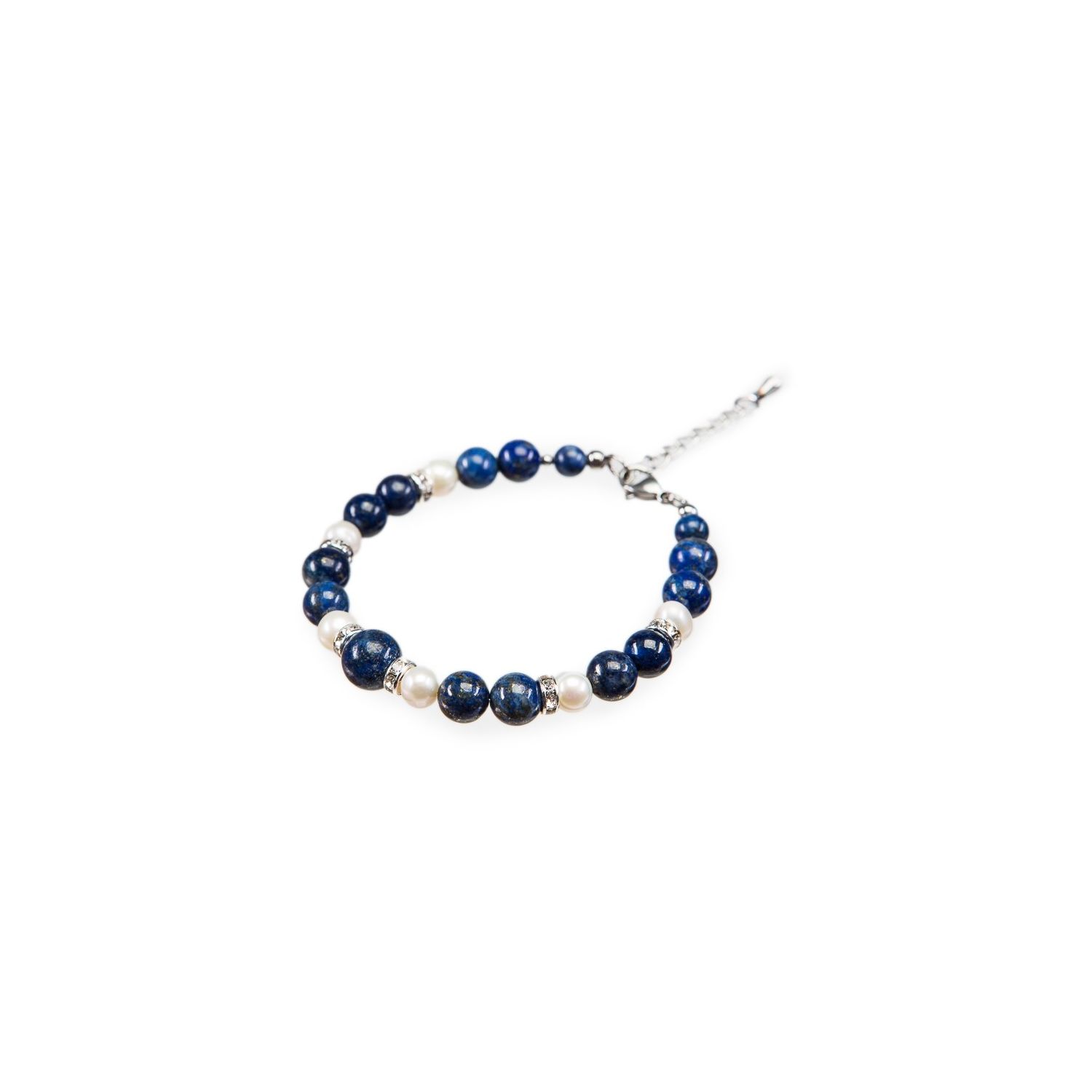 Bratara lapis lazuli perle albe