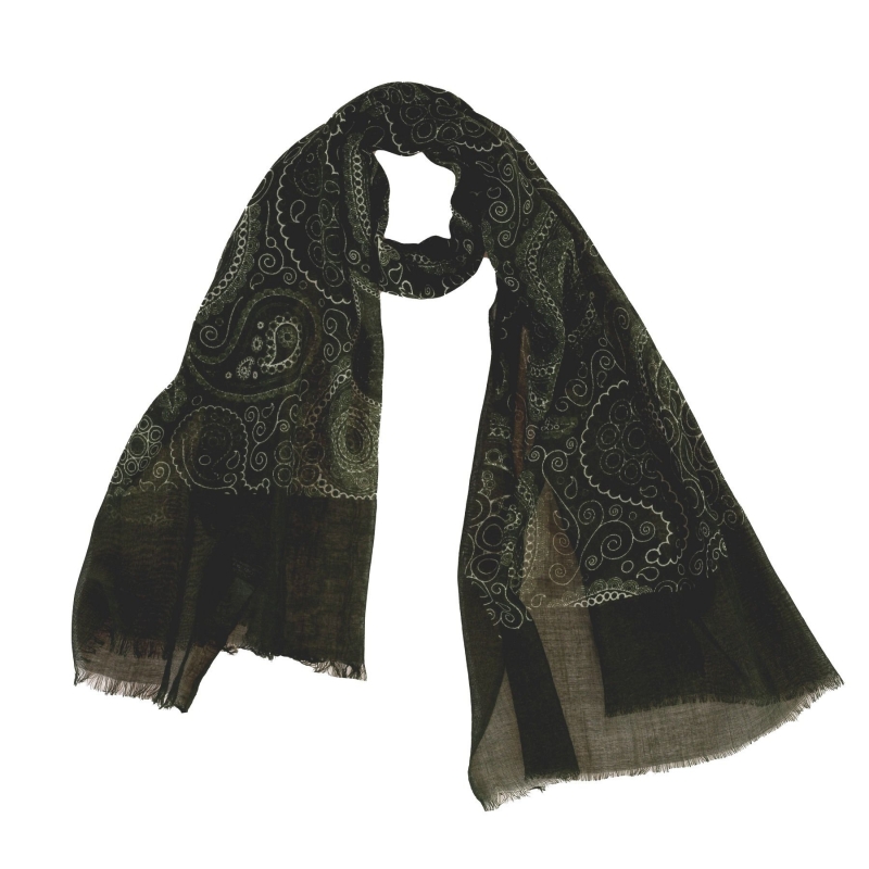 Wool unisex shawl Marina DEste green paisley