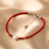 copy of Sterling Silver Bracelet red coral pearl