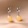 Sterling Silver Earrings Everyday Classy Yellow Stone