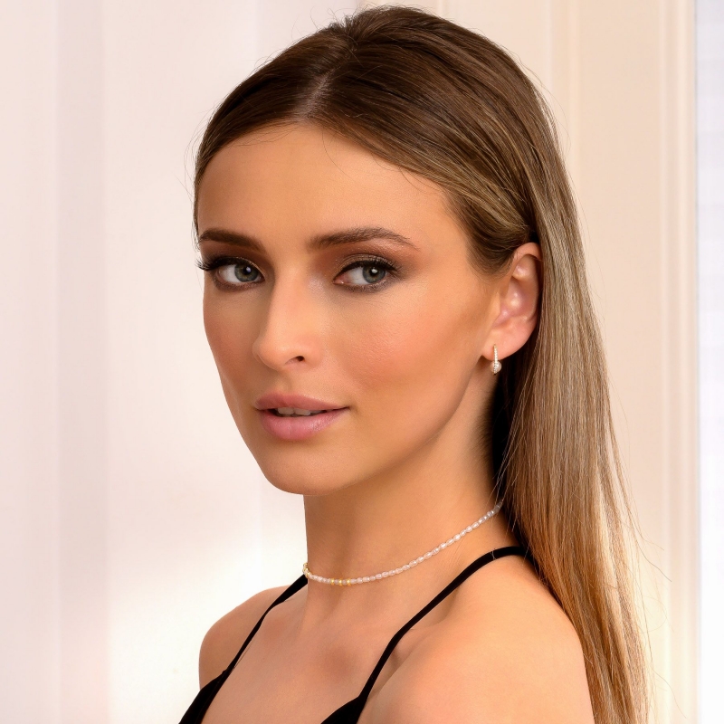 Cercei argint Creole Pearl gold