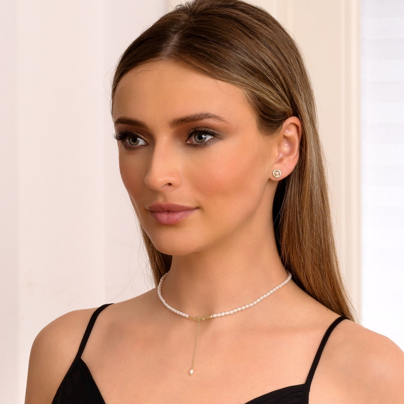 Sterling Gold Silver Choker Hot Now Pearl Adjustable