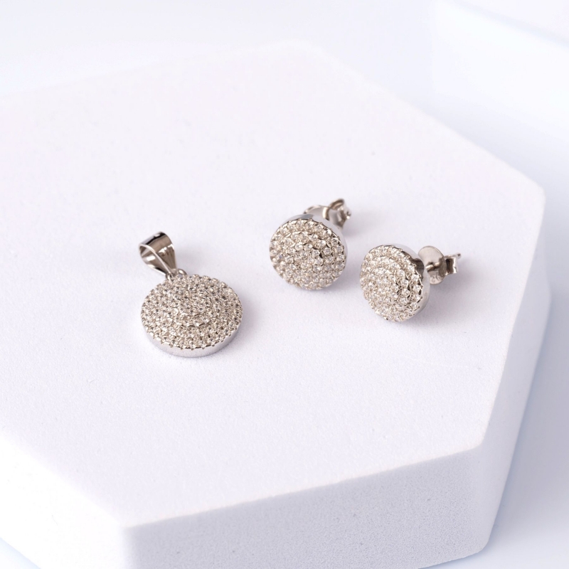 Sterling Silver Earrings and Pandant White zirconia