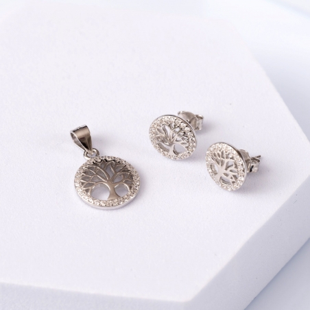 Sterling Silver Set Earrings and Pandant Tree of Life