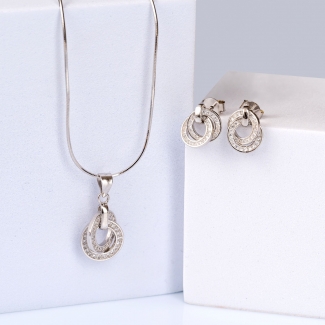 Set argint cercei, pandant si lant 40 cm Love is Forever