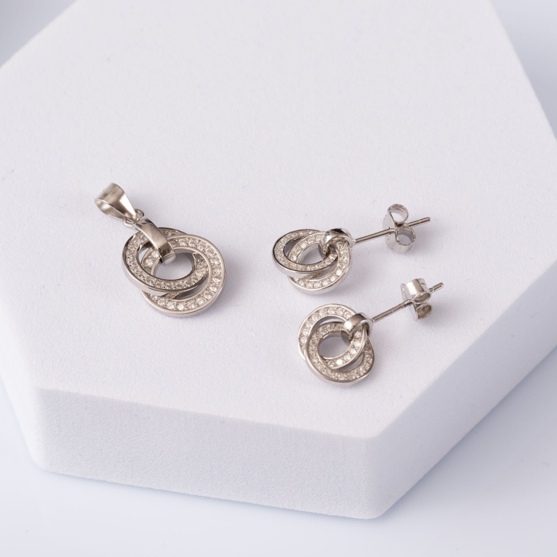 Sterling Silver Earrings, pandant and necklace 50 cm Love is Forever