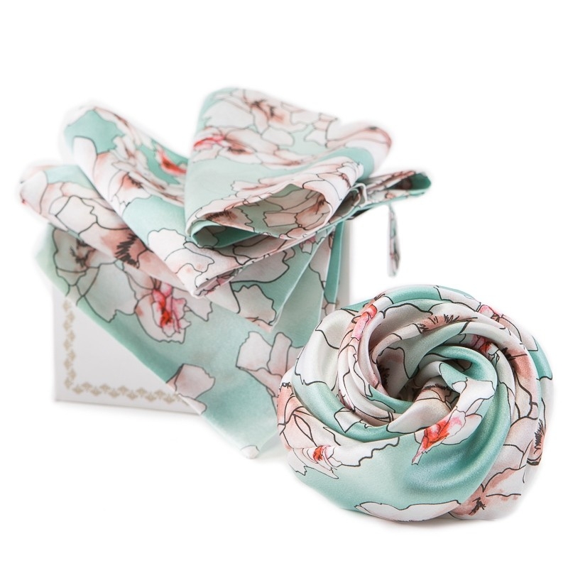 GIFT: Silk Scarf and hair rose Blue Serenity