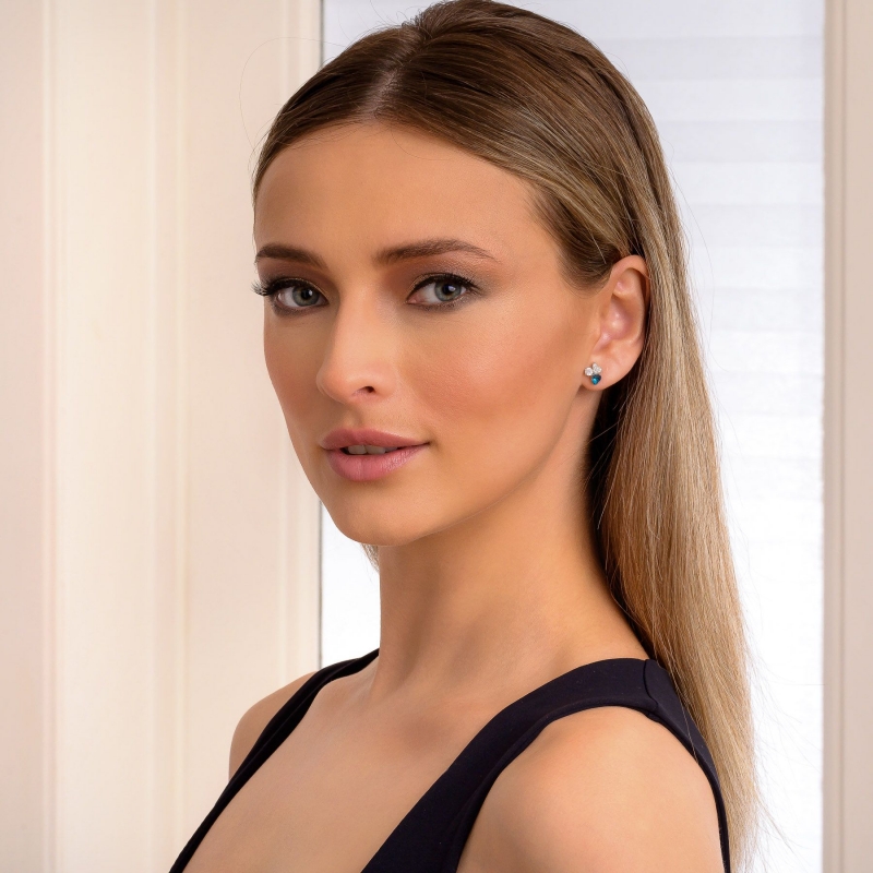 Cercei argint Bermuda Blue Heart