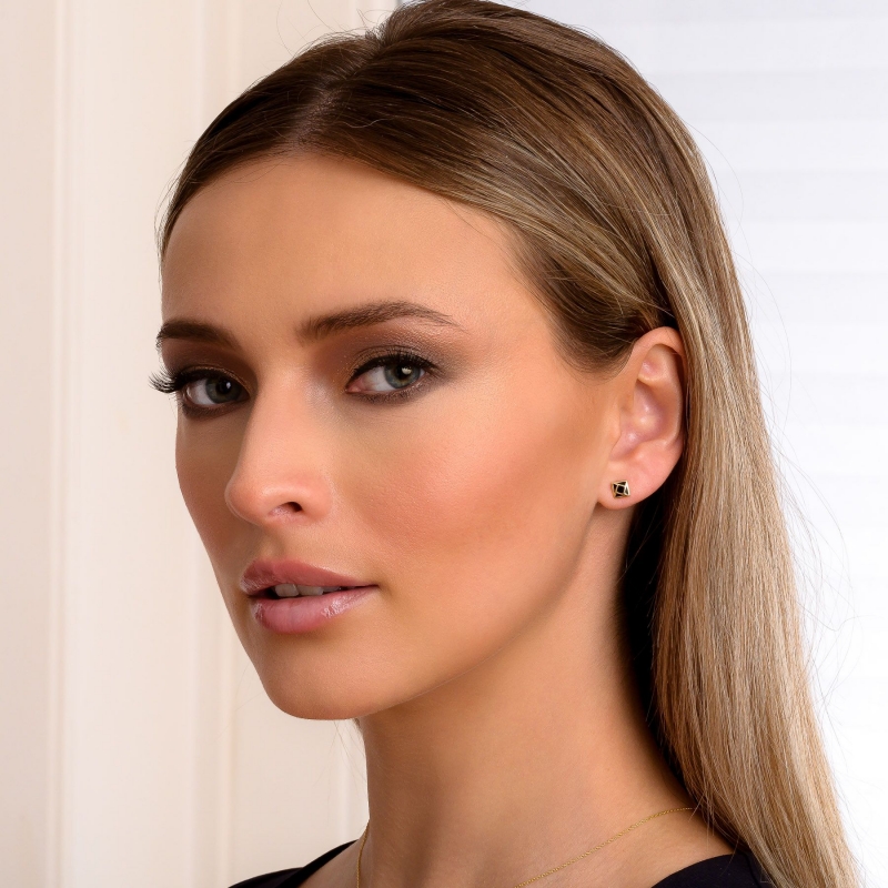 Cercei argint Minimal Fashion Black gold